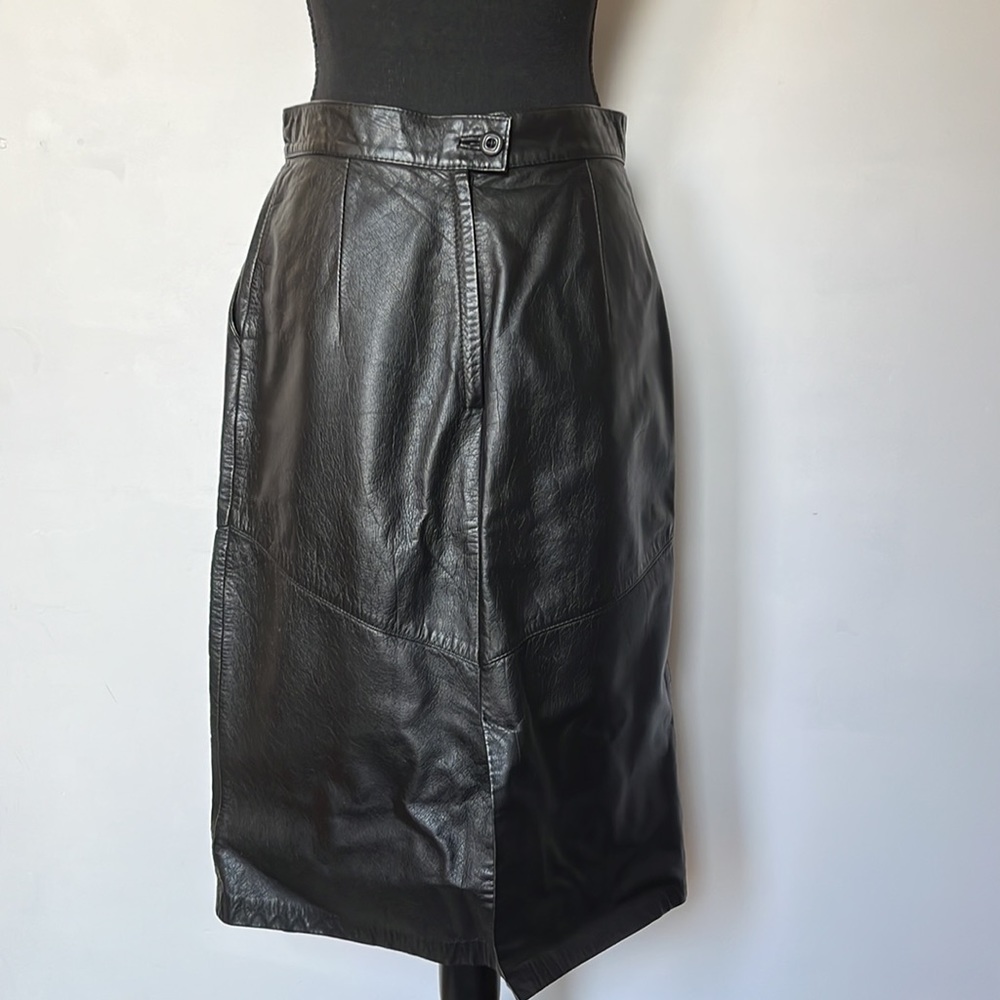 Leather Moto Pencil Skirt by Evan Davies Size 10 - Picture 4 of 11